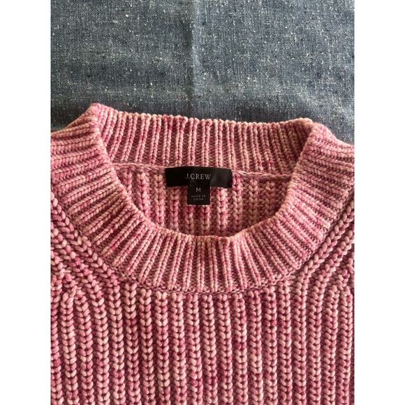 J Crew Sweater Womens Med Pink Cotton Blend Crew Neck Pullover Chunky oversized - Picture 2 of 6